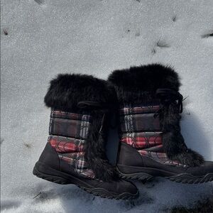 Coach Black and Red Lace Up Boots